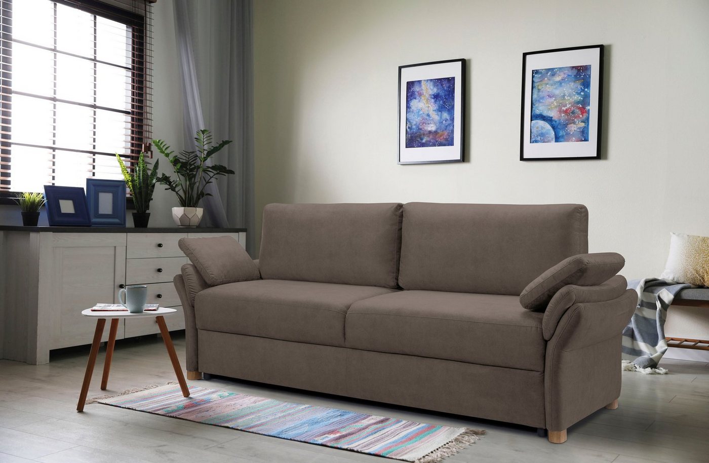 exxpo - sofa fashion 3-Sitzer, inkl. Boxspring/Federkern-Polsterung, Bettfunktion und Bettkasten von exxpo - sofa fashion
