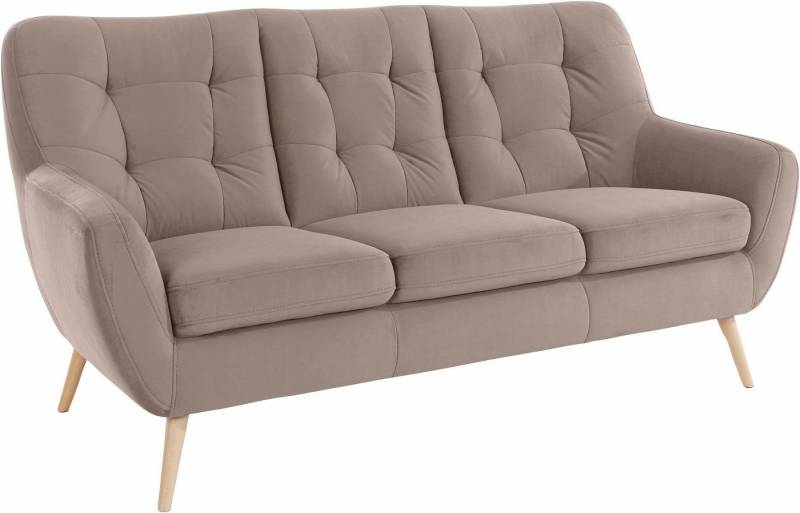 exxpo - sofa fashion 3-Sitzer Scandi, bequem, aufwendige Rückenpolsterung für mehr Sitzkomfort, aktuelle Farben in hochwertigen Bezugsqualitäten, Holzfuß von exxpo - sofa fashion