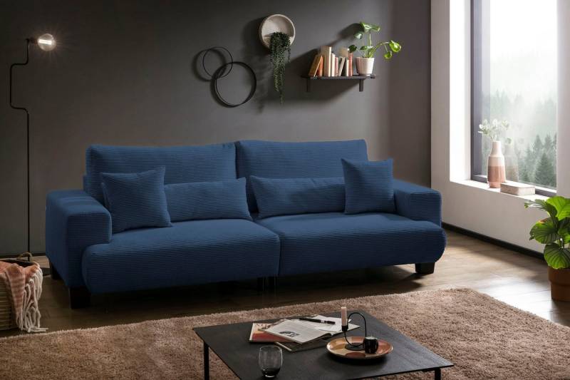 exxpo - sofa fashion Big-Sofa Big Ayo, Megasofa, toller Sitzkomfort, modern & zeitlos, Cord Bezug, inkl. loser Rücken- und Zierkissen, frei im Raum stellbar, navy von exxpo - sofa fashion