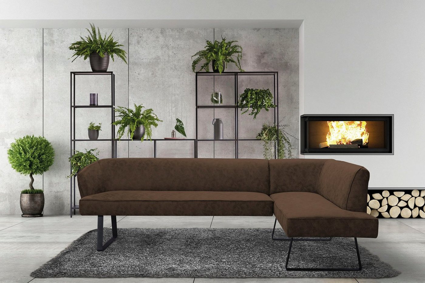 exxpo - sofa fashion Eckbank Americano, mit Keder und Metallfüßen, Bezug in verschiedenen Qualitäten von exxpo - sofa fashion