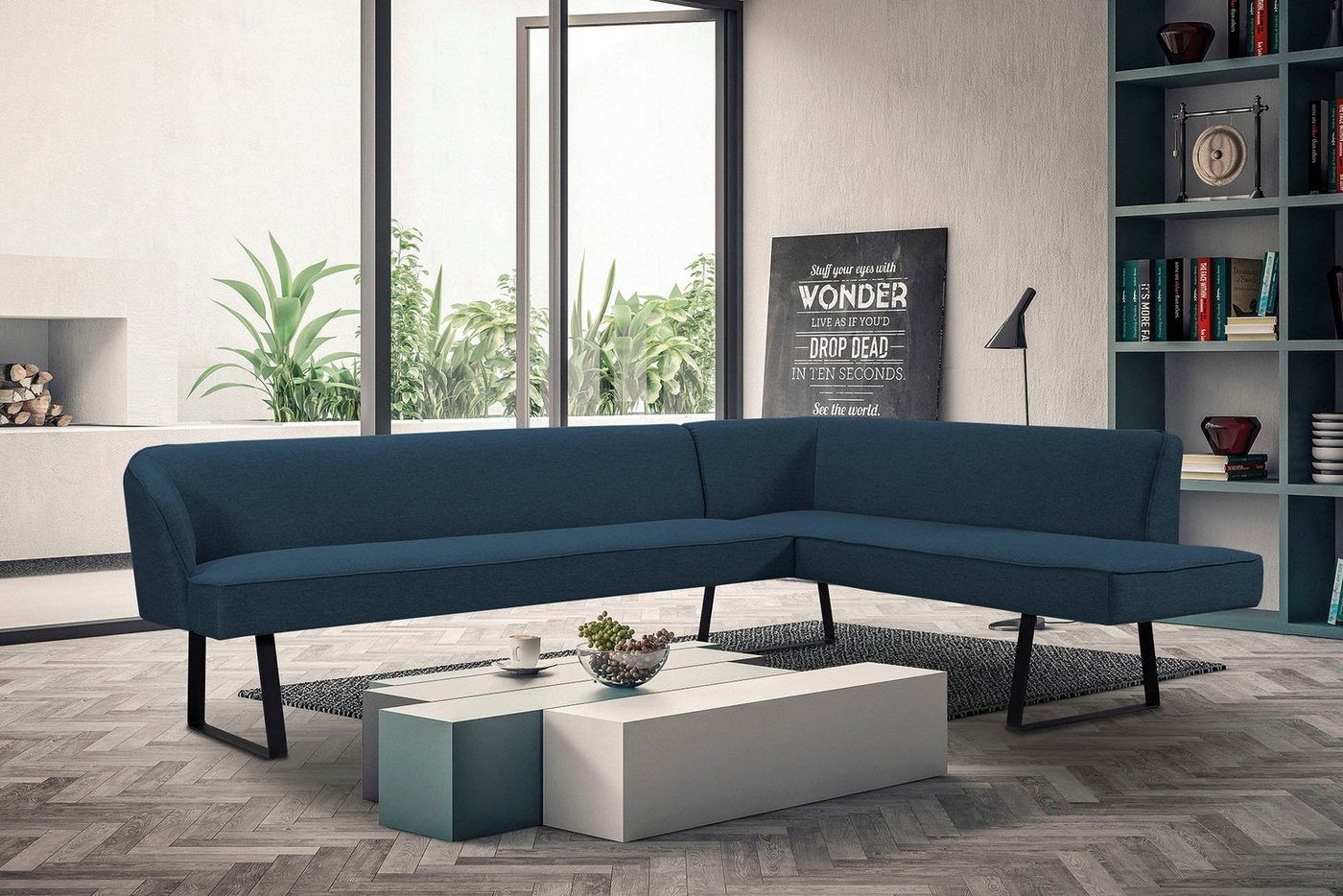 exxpo - sofa fashion Eckbank Americano, mit Keder und Metallfüßen, Bezug in verschiedenen Qualitäten von exxpo - sofa fashion