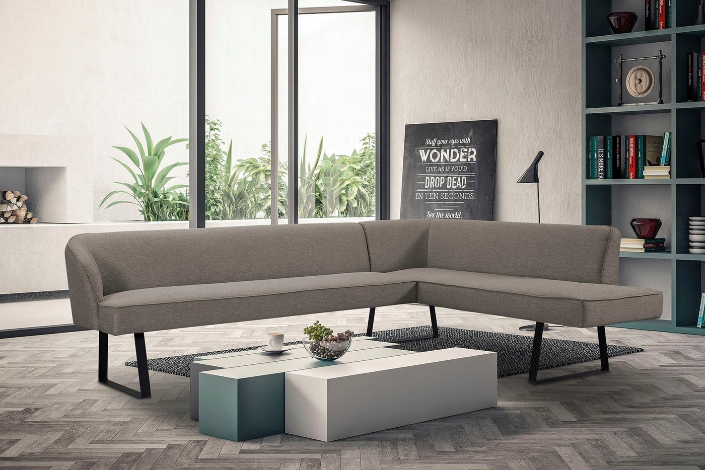 exxpo - sofa fashion Eckbank Americano, mit Keder und Metallfüßen, Bezug in verschiedenen Qualitäten von exxpo - sofa fashion