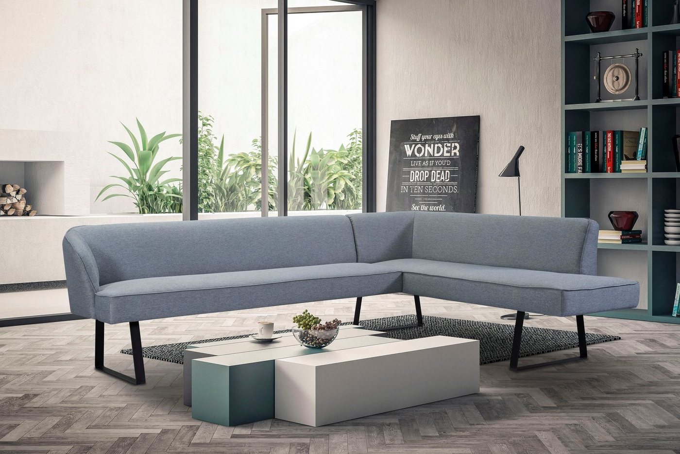 exxpo - sofa fashion Eckbank Americano, mit Keder und Metallfüßen, Bezug in verschiedenen Qualitäten von exxpo - sofa fashion