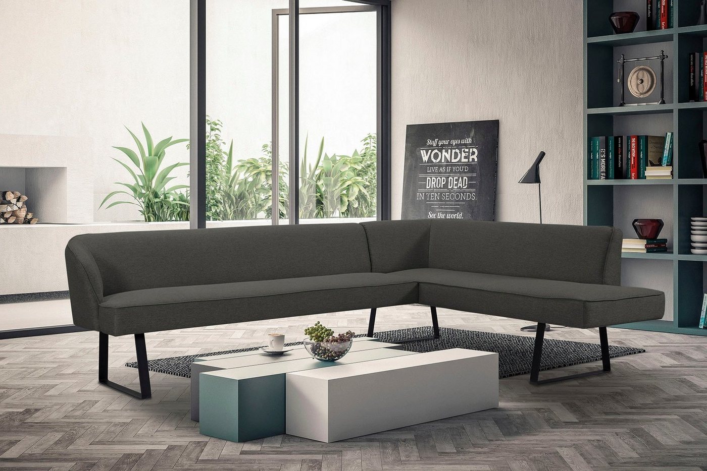 exxpo - sofa fashion Eckbank Americano, mit Keder und Metallfüßen, Bezug in verschiedenen Qualitäten von exxpo - sofa fashion