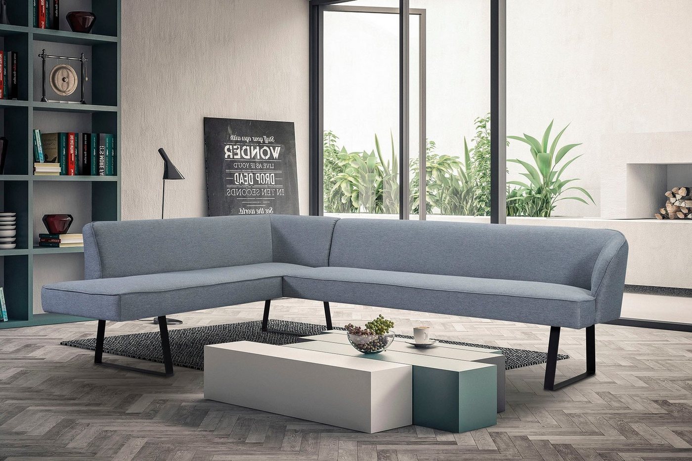 exxpo - sofa fashion Eckbank Americano, mit Keder und Metallfüßen, Bezug in verschiedenen Qualitäten von exxpo - sofa fashion