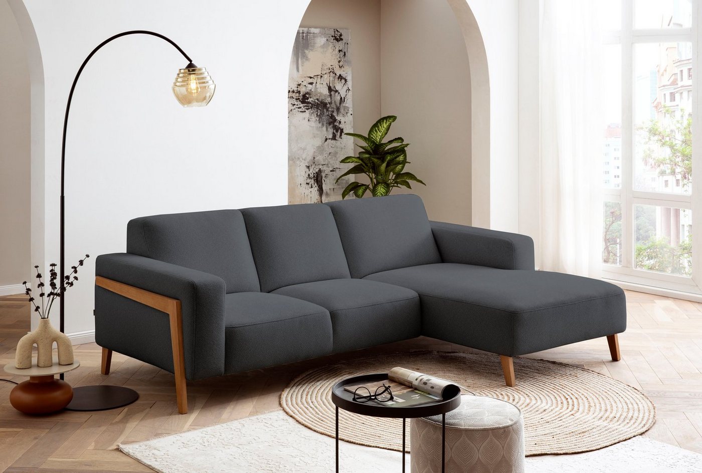 exxpo - sofa fashion Ecksofa Starr, L-Form, wahlw. elektrische Sitztiefenverstellung, Massivholzfüße von exxpo - sofa fashion