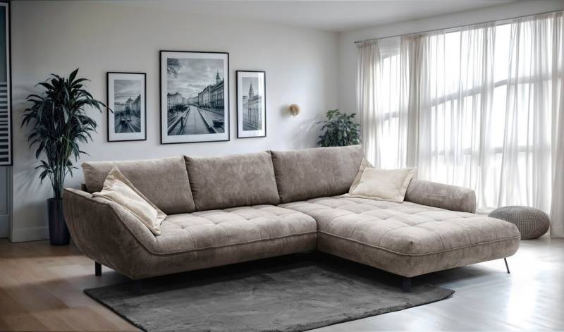exxpo - sofa fashion Ecksofa Biarritz modern und elegantes Mega Sofa mit tollem Sitzkomfort, L-Form, XXL– Longchair Ecke in hochwertiger Verarbeitung, Stellmaße 324x203cm von exxpo - sofa fashion