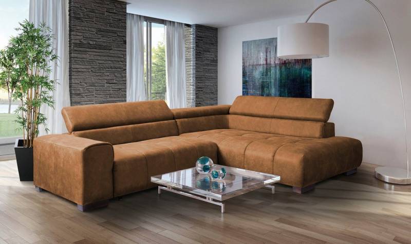 exxpo - sofa fashion Ecksofa, mit 3 verstellbaren Kopfstützen, wahlweise mit Bettfunktion und Kissen von exxpo - sofa fashion