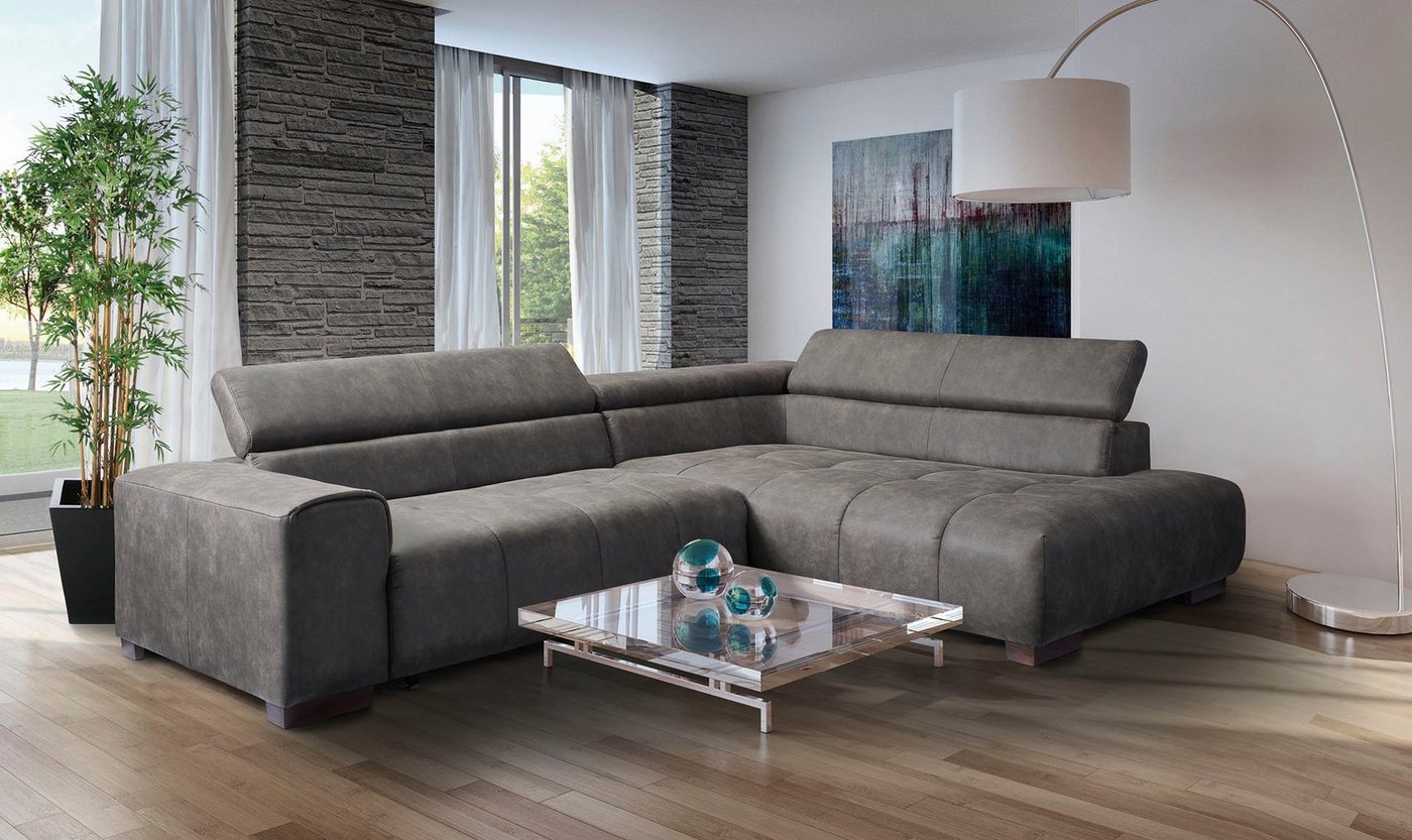exxpo - sofa fashion Ecksofa, mit 3 verstellbaren Kopfstützen, wahlweise mit Bettfunktion und Kissen von exxpo - sofa fashion