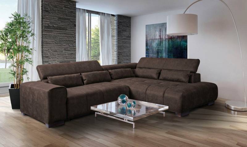 exxpo - sofa fashion Ecksofa, mit 3 verstellbaren Kopfstützen, wahlweise mit Bettfunktion und Kissen von exxpo - sofa fashion