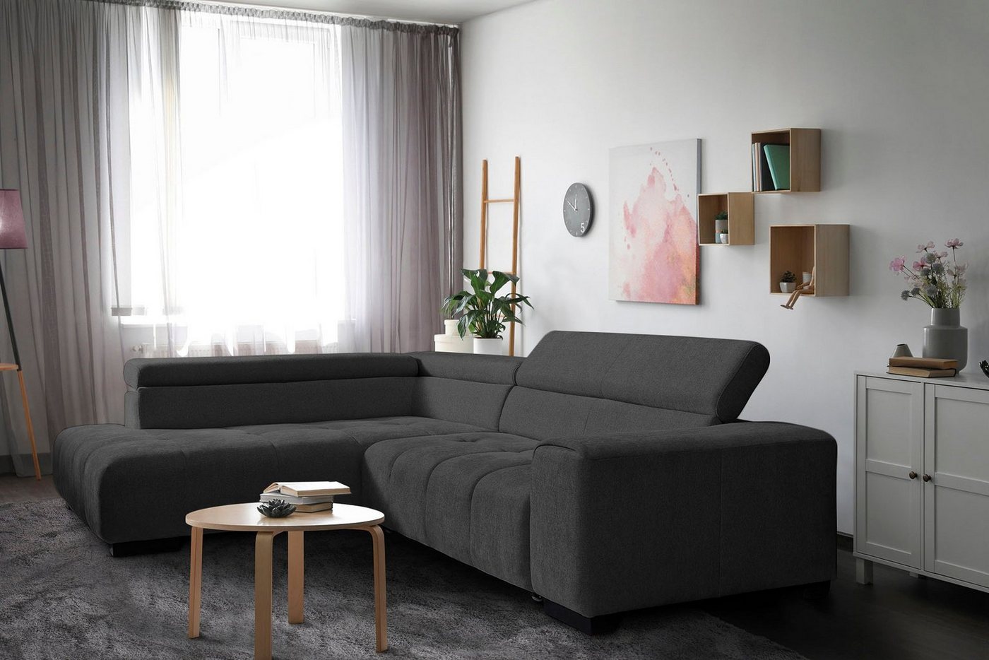 exxpo - sofa fashion Ecksofa, mit 3 verstellbaren Kopfstützen, wahlweise mit Bettfunktion und Kissen von exxpo - sofa fashion