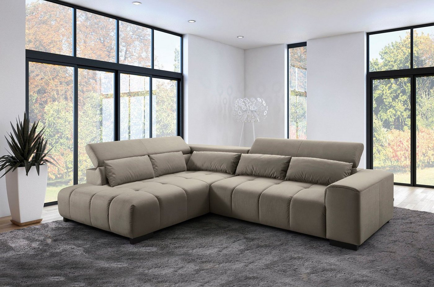 exxpo - sofa fashion Ecksofa, mit 3 verstellbaren Kopfstützen, wahlweise mit Bettfunktion und Kissen von exxpo - sofa fashion