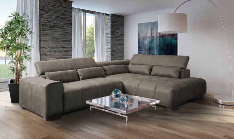 exxpo - sofa fashion Ecksofa, mit 3 verstellbaren Kopfstützen, wahlweise mit Bettfunktion und Kissen von exxpo - sofa fashion