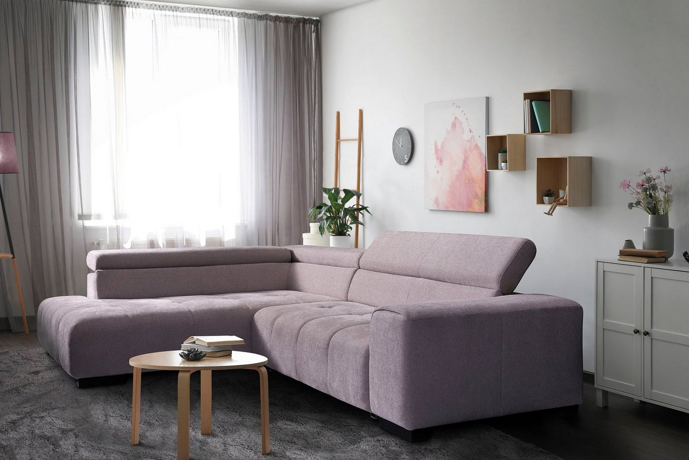 exxpo - sofa fashion Ecksofa, mit 3 verstellbaren Kopfstützen, wahlweise mit Bettfunktion und Kissen von exxpo - sofa fashion