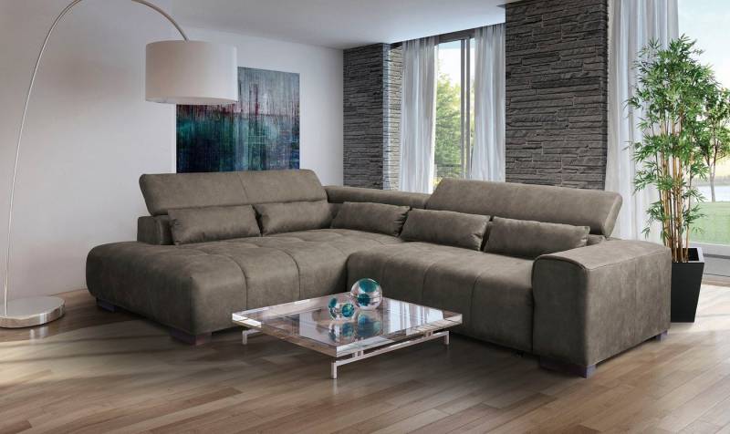 exxpo - sofa fashion Ecksofa, mit 3 verstellbaren Kopfstützen, wahlweise mit Bettfunktion und Kissen von exxpo - sofa fashion