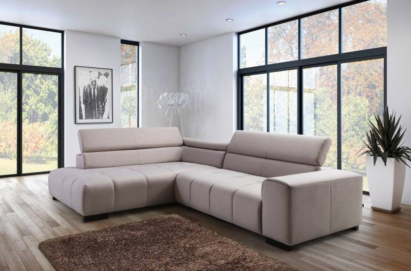 exxpo - sofa fashion Ecksofa, mit 3 verstellbaren Kopfstützen, wahlweise mit Bettfunktion und Kissen von exxpo - sofa fashion