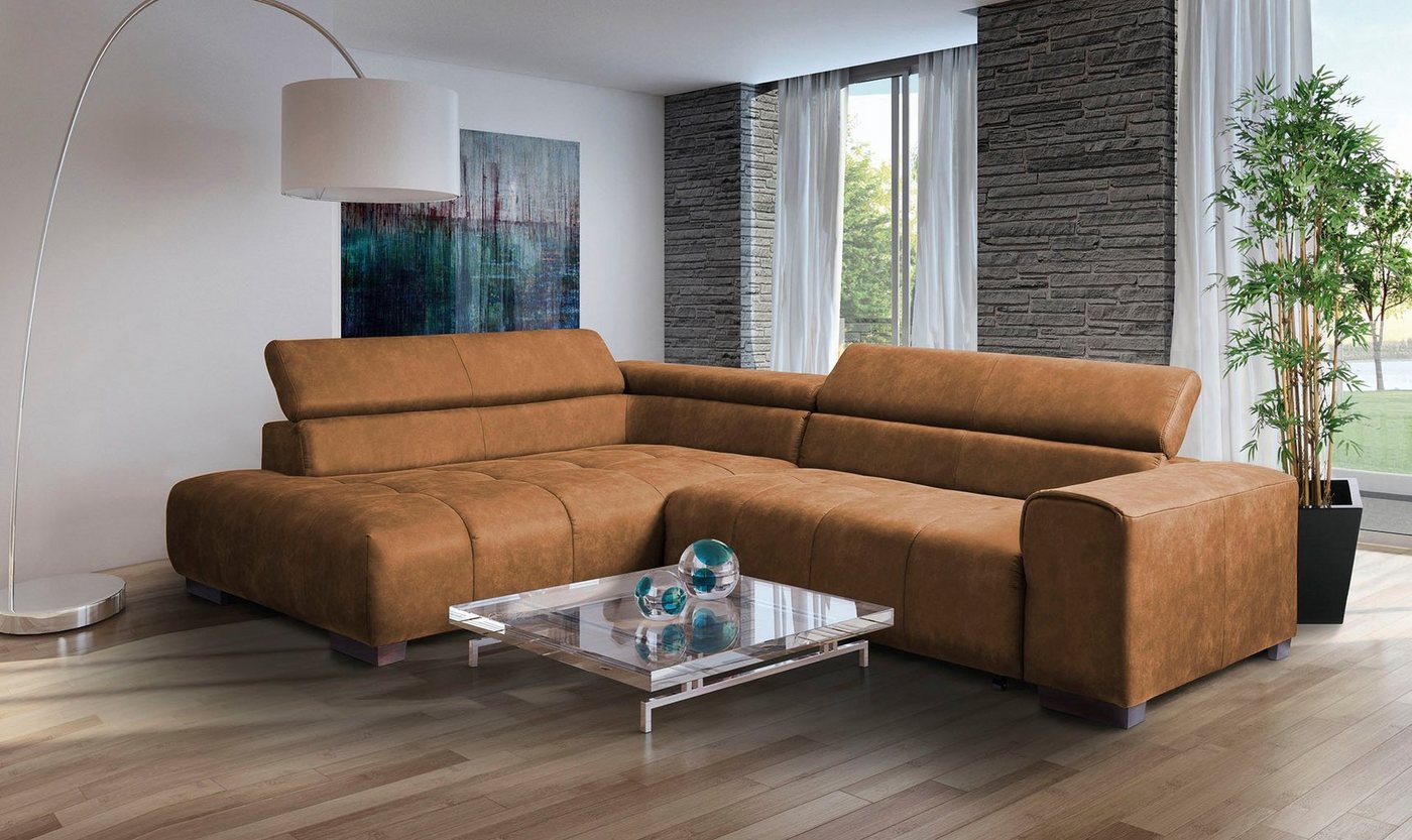 exxpo - sofa fashion Ecksofa, mit 3 verstellbaren Kopfstützen, wahlweise mit Bettfunktion und Kissen von exxpo - sofa fashion