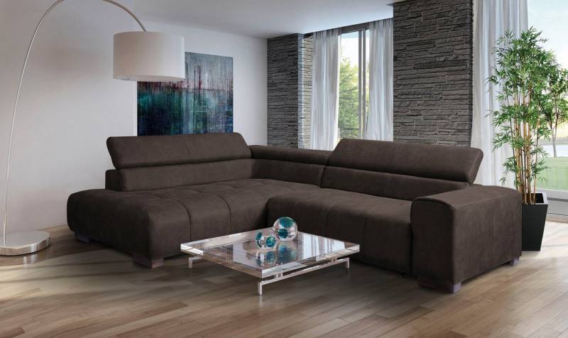 exxpo - sofa fashion Ecksofa, mit 3 verstellbaren Kopfstützen, wahlweise mit Bettfunktion und Kissen von exxpo - sofa fashion