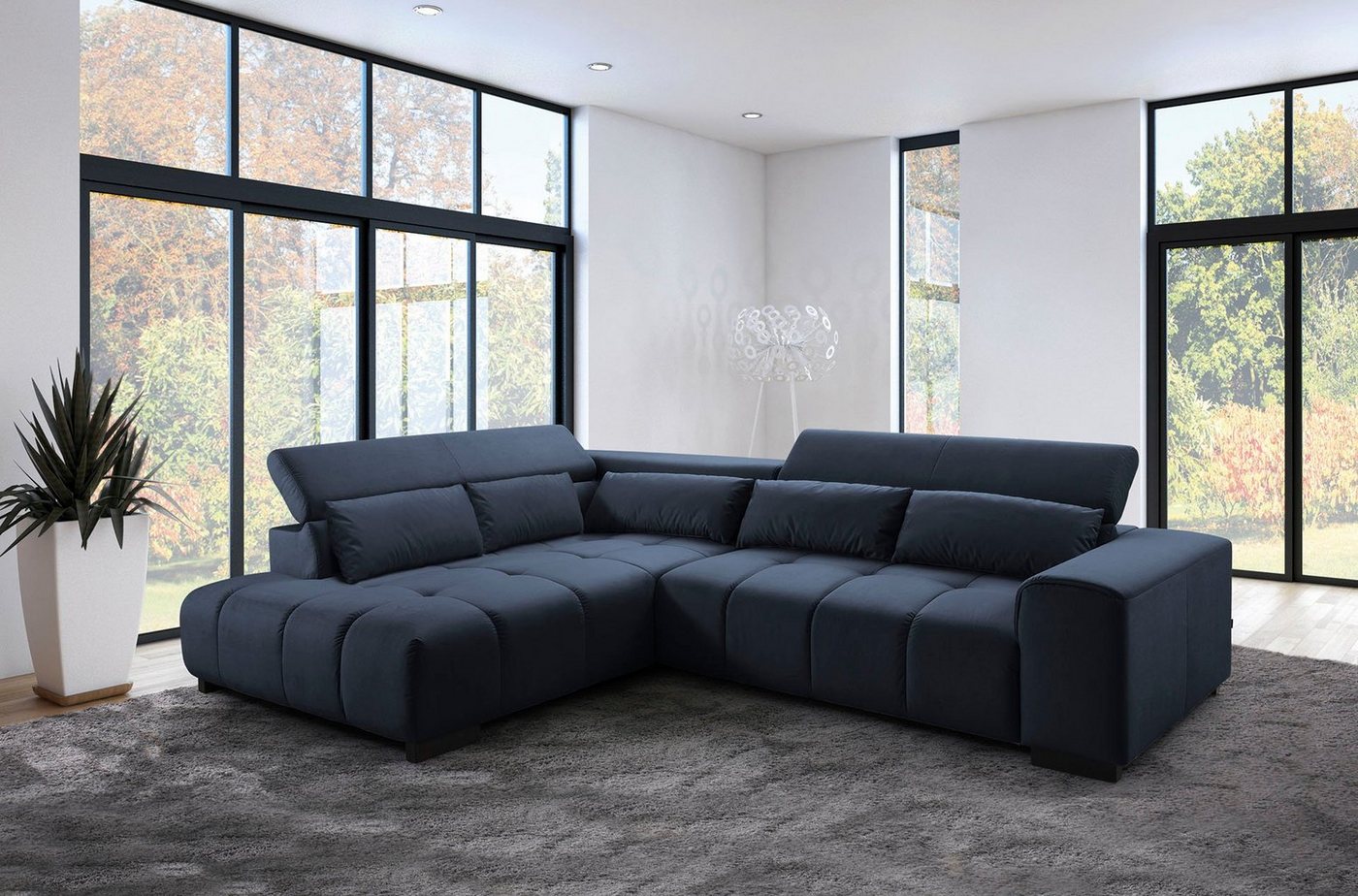 exxpo - sofa fashion Ecksofa, mit 3 verstellbaren Kopfstützen, wahlweise mit Bettfunktion und Kissen von exxpo - sofa fashion