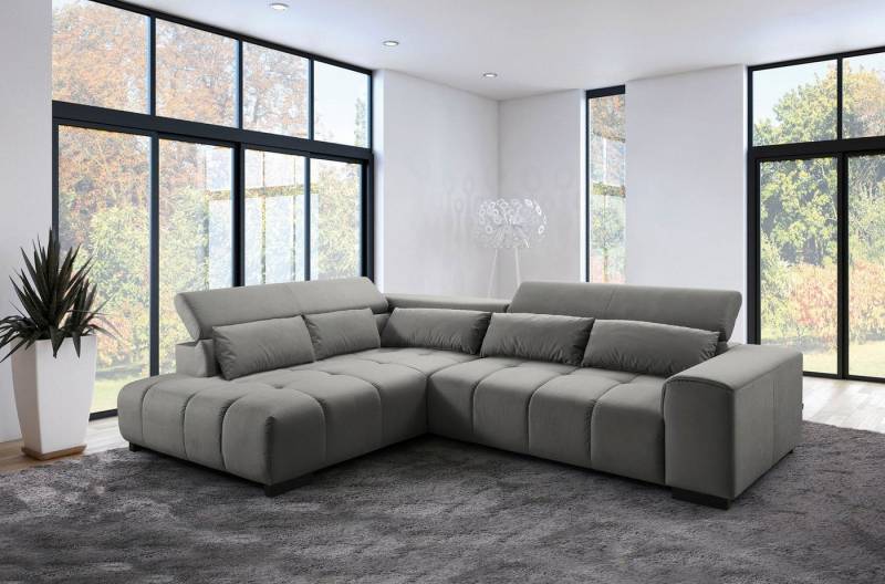 exxpo - sofa fashion Ecksofa, mit 3 verstellbaren Kopfstützen, wahlweise mit Bettfunktion und Kissen von exxpo - sofa fashion