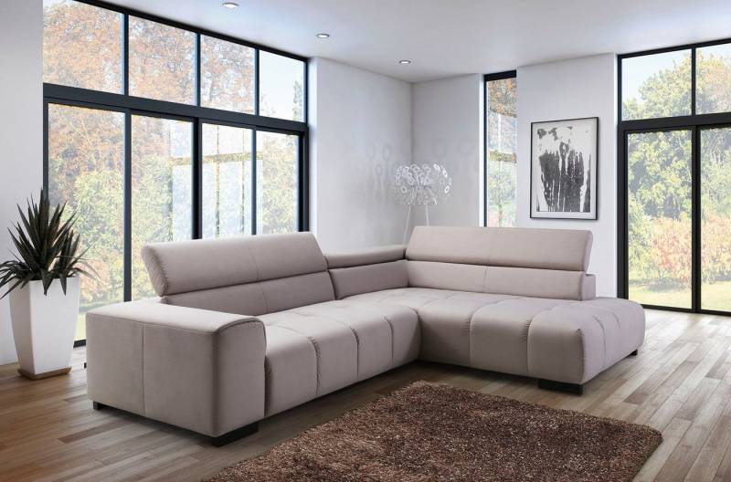 exxpo - sofa fashion Ecksofa, mit 3 verstellbaren Kopfstützen, wahlweise mit Bettfunktion und Kissen von exxpo - sofa fashion