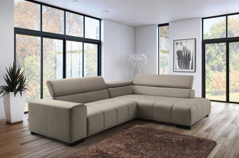 exxpo - sofa fashion Ecksofa, mit 3 verstellbaren Kopfstützen, wahlweise mit Bettfunktion und Kissen von exxpo - sofa fashion