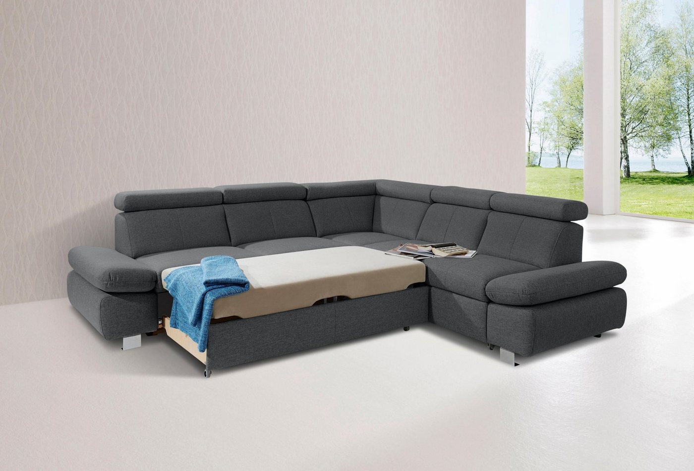 exxpo - sofa fashion Ecksofa Happy, inklusive Kopfteil- und Armteilverstellung, wahlweise mit Bettfunktion von exxpo - sofa fashion