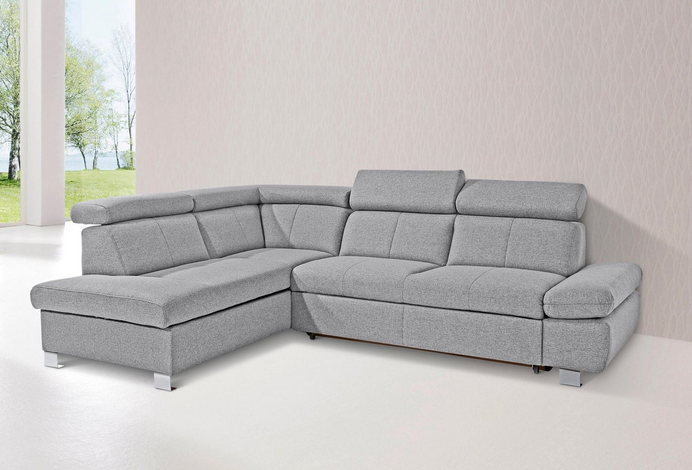 exxpo - sofa fashion Ecksofa Happy, mit Ottomane und wahlweise mit Bettfunktion und Bettkasten von exxpo - sofa fashion