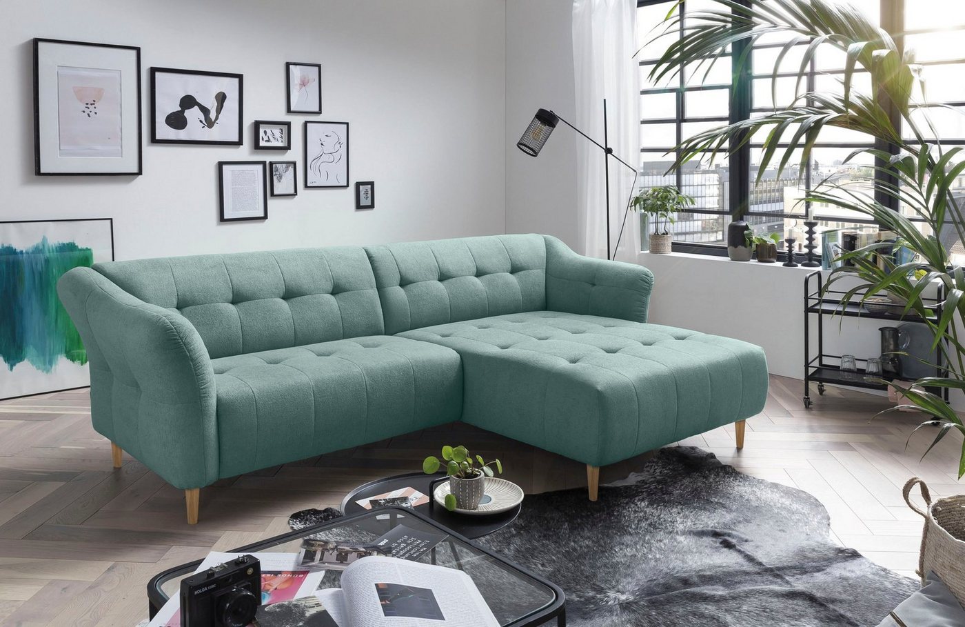 exxpo - sofa fashion Ecksofa Soraya, L-Form, mit Holzfüßen, frei im Raum stellbar von exxpo - sofa fashion