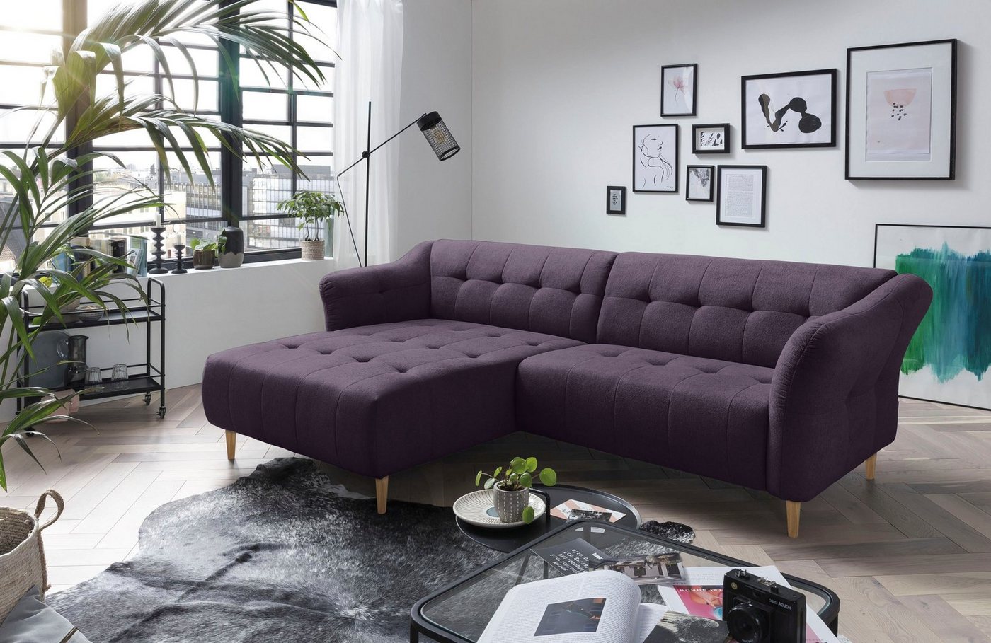 exxpo - sofa fashion Ecksofa Soraya, L-Form, mit Holzfüßen, frei im Raum stellbar von exxpo - sofa fashion
