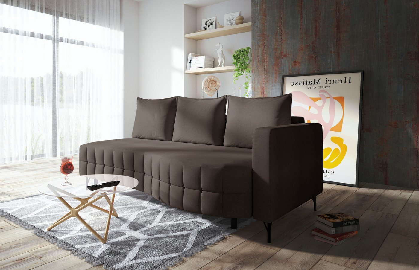 exxpo - sofa fashion Loungesofa, Schlafsofa mit Bettfunktion und Bettkasten, komfortabler Federkern von exxpo - sofa fashion