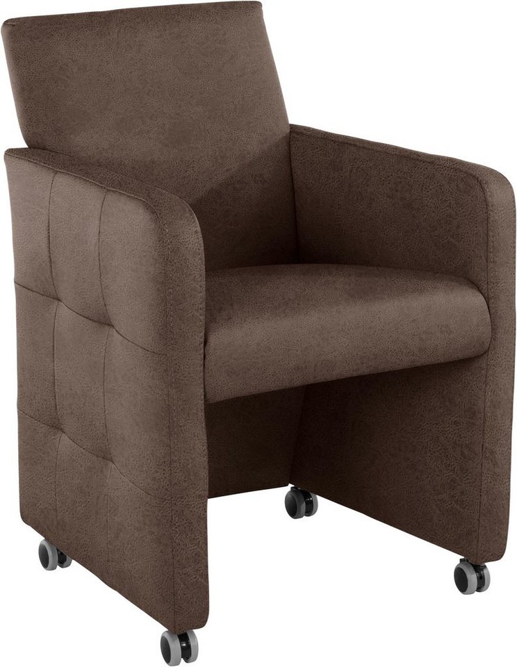 exxpo - sofa fashion Sessel Barista Clubsessel auf Rollen, schmale Armlehnen, aktuelles Design, bequem und komfortabel, Breite 61 cm von exxpo - sofa fashion