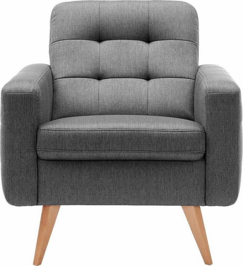 exxpo - sofa fashion Sessel Nappa, Loungesessel mit aktueller Rückensteppung, bequem und modern, hohe Holzfüße von exxpo - sofa fashion