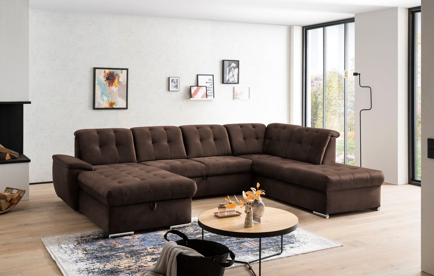 exxpo - sofa fashion Wohnlandschaft, 4 Teile, 6x Kopfteilverstellung, Wahlweise mit Bettfunktion und Bettkasten von exxpo - sofa fashion