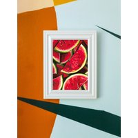 Wassermelonen Aquarell Malerei Druck | Kunstdruck Küche Wandkunst Küchendeko Kunst Aquarellmalerei Obst von eyemanart