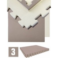 2.4sqm Puzzle Exercise Mat - 2.5cm - 3 Interlocking Foam Tiles 90x90 Floor Mats - braun von eyepower