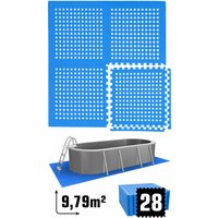 9.8 m² Swimming Pool Mats - 28 Protective Foam Tiles 62x62 - Outdoor Floor Pads - blau von eyepower