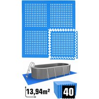 13,9 m² Poolunterlage - 40 eva Matten 62x62 - Unterlegmatten Set Pool Unterlage - blau von eyepower