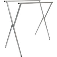 Klappbarer Kleiderständer 2 Aufhängestangen Garderobenständer Wäscheständer 150cm lang Mehrzweckstand 100% Metall Silber - Eyepower von eyepower