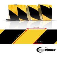 Eyepower - Warnklebeband Reflektorband Schwarz-Gelb 5cmx3m Sicherheit Warnband Markierung Band selbstklebendes reflektieres Signalband von eyepower