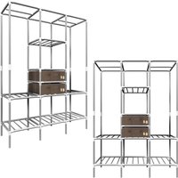 XL Kleiderschrank Metall Regal System 2 Schubladen 178x128x44,5cm Faltschrank von eyepower