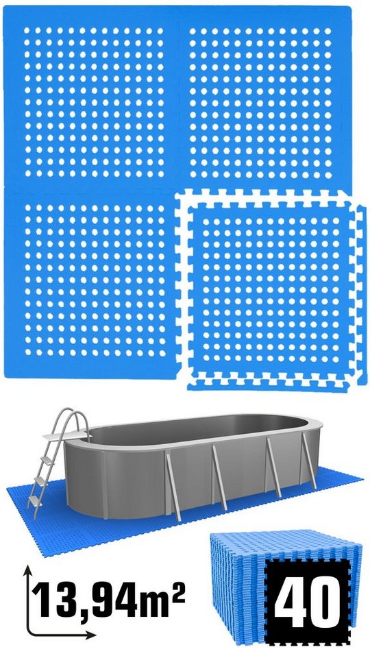 eyepower Pool-Bodenschutzfliese 13,9 m² Poolmatte aus 40 großen EVA Matten - Rutschfeste Poolunterlage, 1 cm dicke Bodenfliesen - 62 x 62 Unterlegmatten - Whirlpool Unterlage eyepower Pool-Bodenschutzfliese 13,9 m² Poolmatte aus 40 großen EVA Matten - Rutschfeste Poolunterlage, 1 cm dicke Bodenfliesen - 62 x 62 Unterlegmatten - Whirlpool Unterlage von eyepower