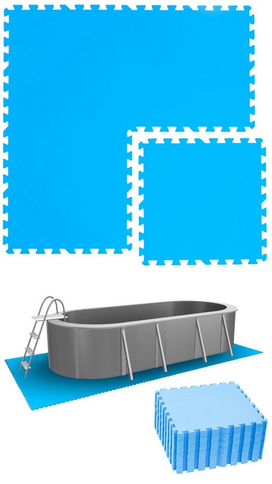 eyepower Pool-Bodenschutzfliese 5,6 m² Poolmatte aus 24 großen EVA Matten - Rutschfeste Poolunterlage, 1 cm dicke Bodenfliesen - 50 x 50 Unterlegmatten - Whirlpool Unterlage von eyepower
