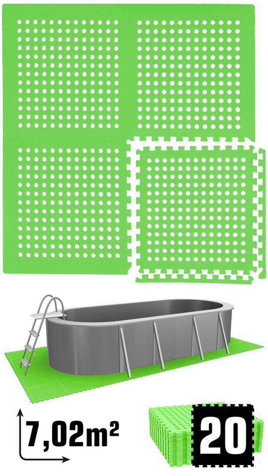 eyepower Pool-Bodenschutzfliese 7 m² Poolmatte aus 20 großen EVA Matten - Rutschfeste Poolunterlage, 1 cm dicke Bodenfliesen - 62 x 62 Unterlegmatten - Whirlpool Unterlage eyepower Pool-Bodenschutzfliese 7 m² Poolmatte aus 20 großen EVA Matten - Rutschfeste Poolunterlage, 1 cm dicke Bodenfliesen - 62 x 62 Unterlegmatten - Whirlpool Unterlage von eyepower