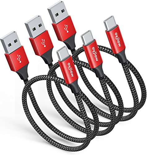 eyjiew [0.5m,3-Stück USB C Kabel Kurz, USB Typ C Ladekabel QC3.0 3A Schnellladekabel Nylon Typ C Datenkabel für Galaxy S21 S20 S20FE S10 S9 S8 + Plus, A10e A20e A21s A51 A52 A70 A71,Pixel XL von eyjiew