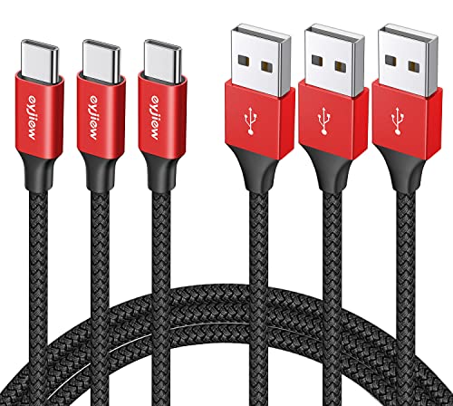 eyjiew [1M 3-Stück USB C Kabel, Typ C Ladekabel QC3.0 Nylon Schnellladekabel USB A auf USB C Datenkabel für Samsung Galaxy A52 A51 A50 A10e A12 A21s A70 A80, S21 S20 S10 S9 S8 Plus,Z Flip Fold 3 4 von eyjiew