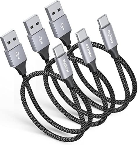 eyjiew USB C Kabel Kurz 50cm/0.5M [3-Stück], Typ C Ladekabel 3A USB A auf C Nylon Schnellladekabel und Datenkabel für Samsung Galaxy S10 S9 S8 S21 S20FE S20 Plus, A71 A52 A51 A20e A21s A10e,Note 10 9 von eyjiew