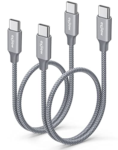 eyjiew USB C auf USB C Kabel Kurz 0.6m/60cm[2-Stück], Typ C 60W PD Schnellladekabel Nylon USB C Ladekabel für Samsung Galaxy S21 S20 + S22 Ultra A53 A70 A71 A90 A80 Z Fold Flip,Pixel 3a 4a 5 6 XL von eyjiew