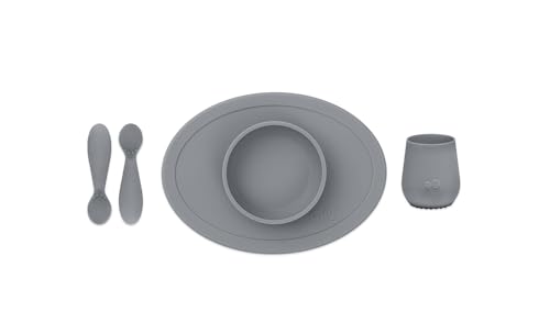 ezpz Tiny Lebensmittel-Set - Dunkelgrau - 4+ Monate (Tiny Bowl, Cup, Spoons) von ezpz