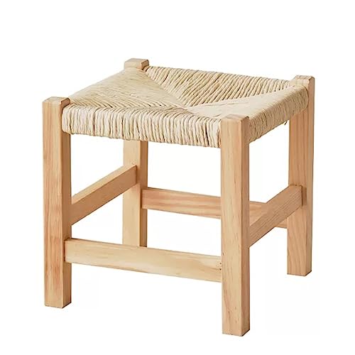 Holzfußhocker Wohnzimmer, Handgefertigtes Rattankissen Lattenrost Sitz, Couch-Schreibtisch Gepolstert & Fußstütze Mit Anti-Rutsch-Füßen, Für Erwachsene Und Kinder ( Farbe : Legno , Größe : 30x30x30cm von ezkxoprs